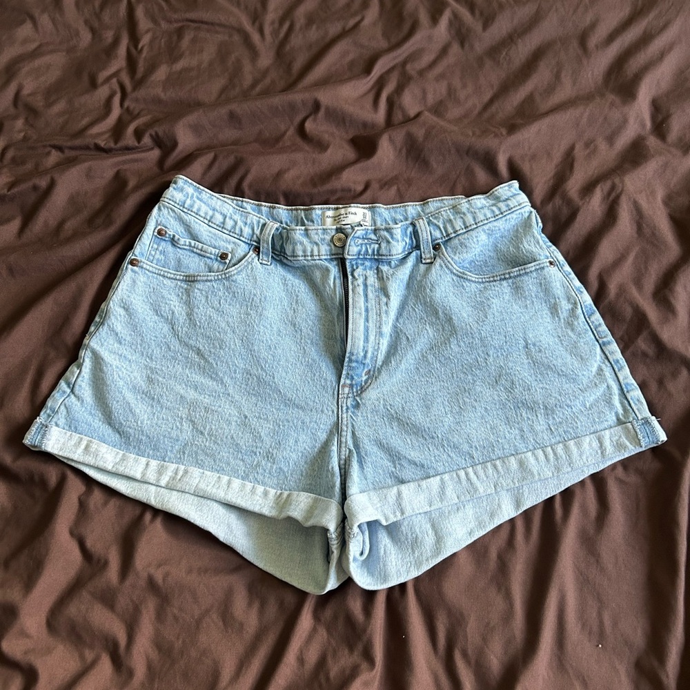 Abercrombie & Fitch Light Blue High-Rise Denim Shorts love curve